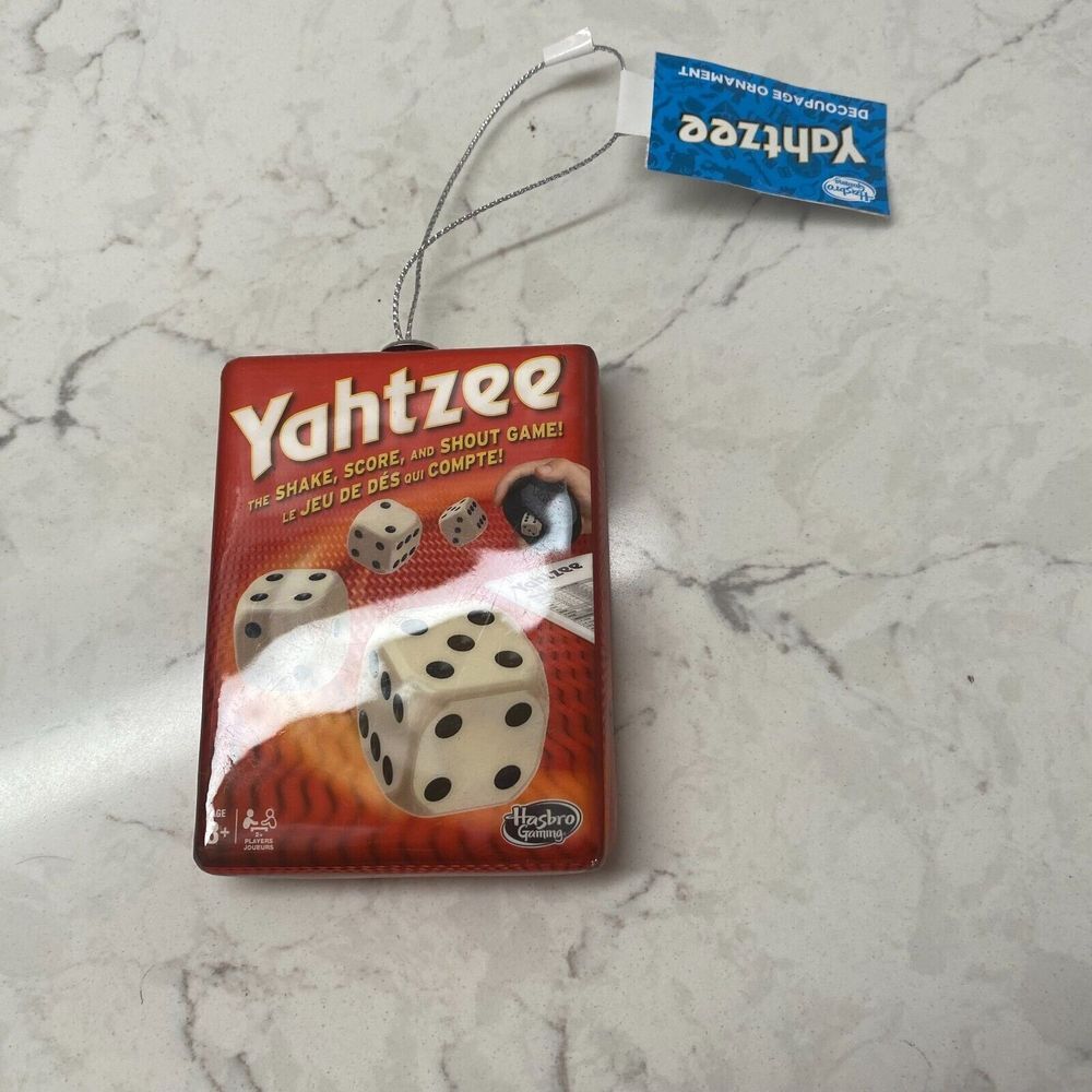 Hasbro Gaming Yahtzee Dice Game Christmas Ornament Seasonal Decorative